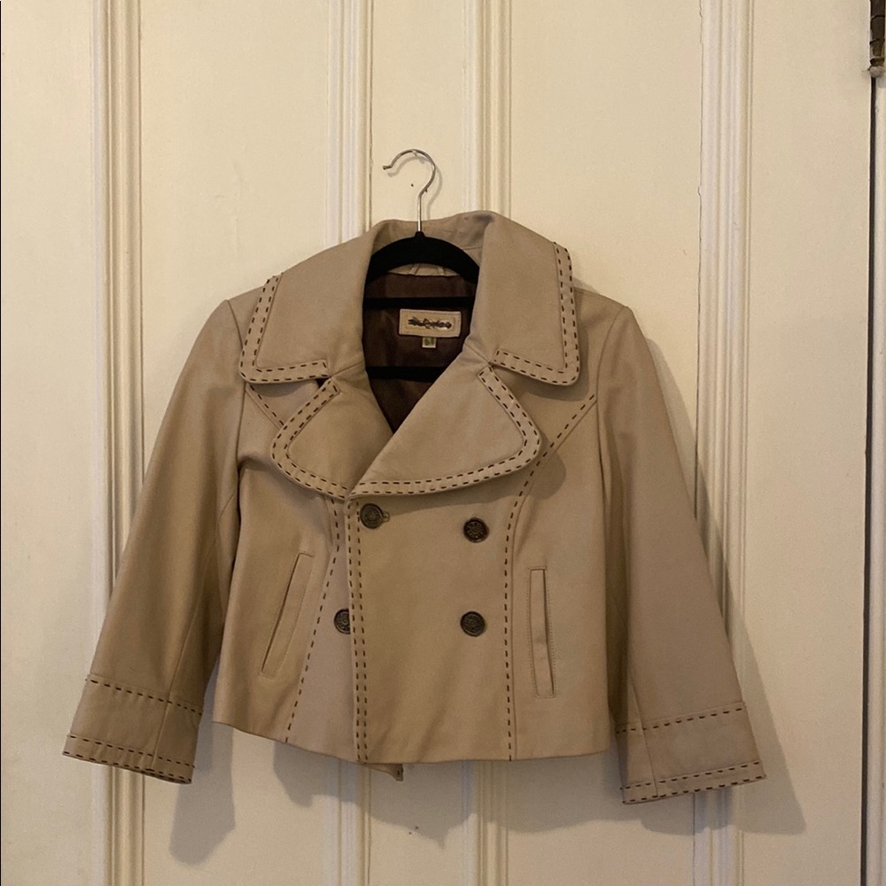 Wilson’s Leather Beige Jacket - size small double breasted